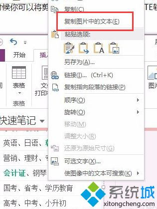 使用OneNote将图片中的文字提取出来。
