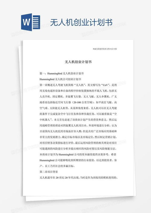 无人机创业计划书