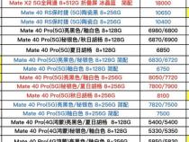 华为手机价格一览表