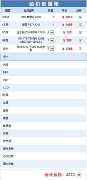 4000元左右台式机配置