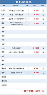 2014年求一个3000块左右的组装台式配置列表
