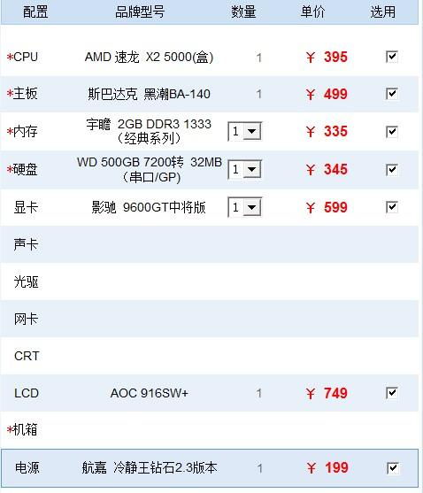 武汉3000元购买组装电脑配置
